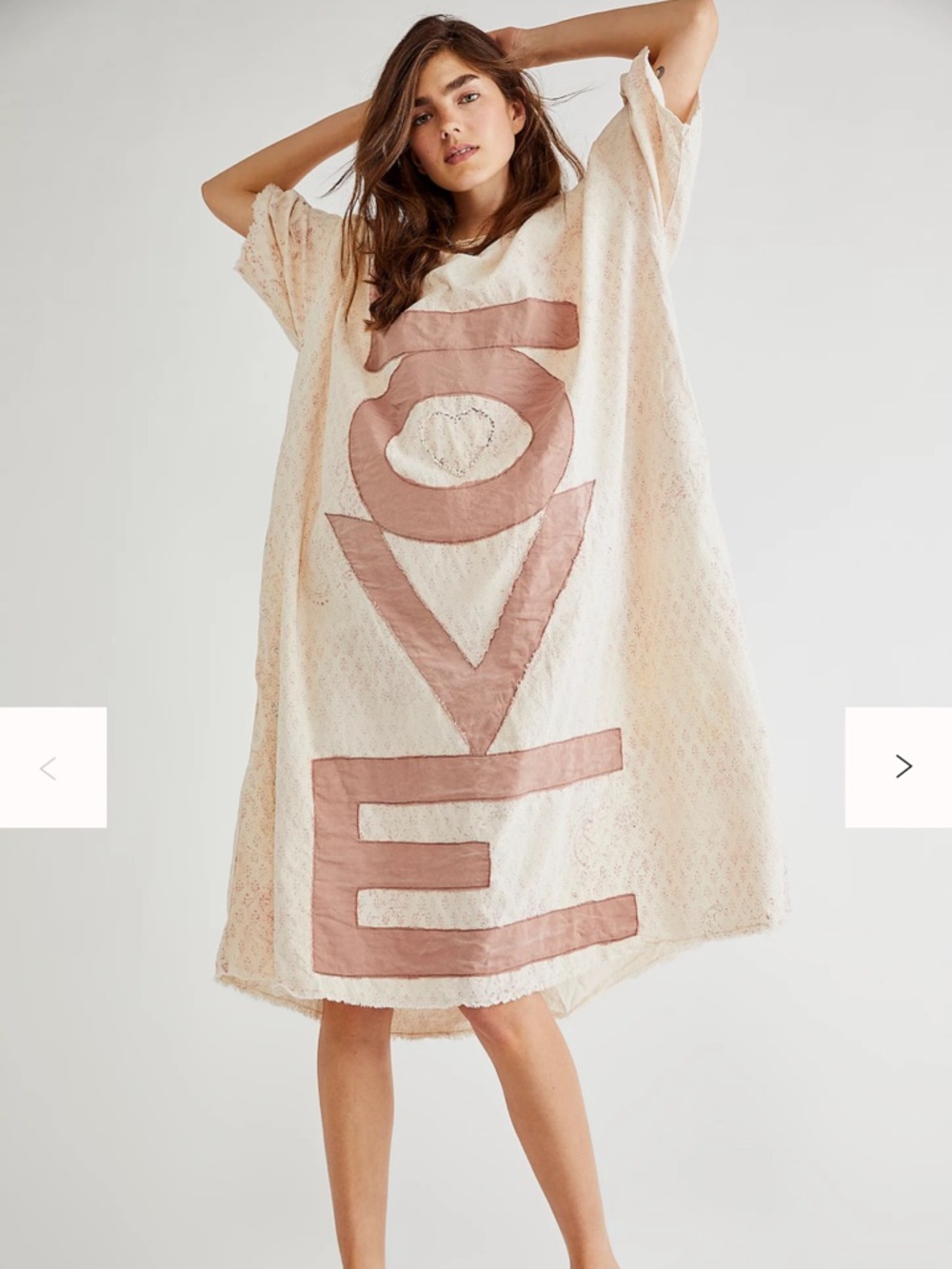 Magnolia Pearl Love Dress Flutter Cream & Pink Lagenlook One Size 100% cotton